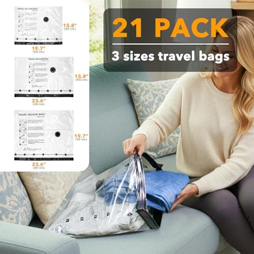 SpaceAid Vacuum Bags for Travel with Cordless Electric Pump, 21 Pack — view 4