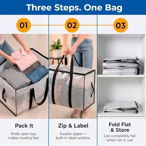 ClearSpace Heavy Duty Moving Bags or Storage Bins with Lids, Clear, 6 Pack — view 6