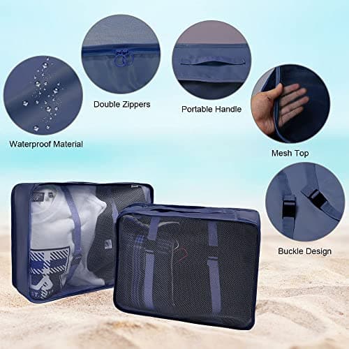 OSDUE Packing Cubes for Suitcases, 8 PCS Travel Luggage Packing Organizers Waterproof Travel Essentials Bag Accessories, Clothes Shoes Cosmetics Toiletries Storage Bags, Navy Blue — view 3