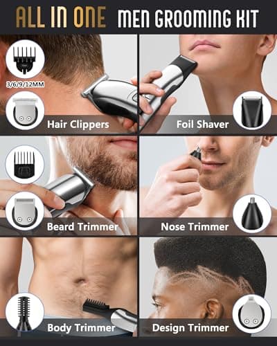 Ufree Beard Trimmer Men, Waterproof Cordless Electric Razor Shaver, Silver — view 2