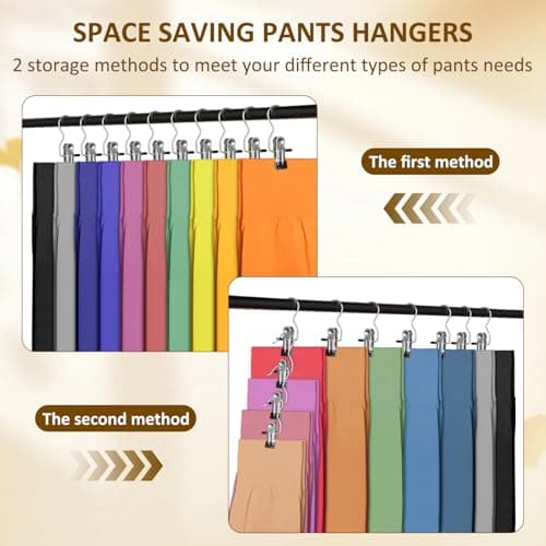 Trouser Hanger Clips with Non-Slip Rubber Coating, Space Saving Travel Pants Hangers, Portable Closet Organizer for Leggings, Skirts, Shorts, Jeans, Hats & Boots (40PCS） — view 2