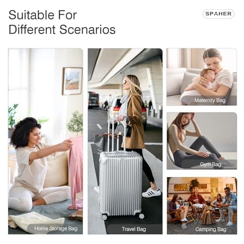 SPAHER Travel Duffle Bag Cabin Bag 55x40x20 Ryanair TUI Airways Lufthansa 45L Carry-on Hand Luggage Lightweight Foldable Packable Overnight Holdall Waterproof Travel Handbag Suitcase Bag — view 6