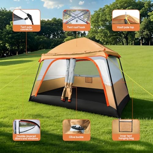 Treeboy bell tents for camping 4 person family large tent waterproof Beige — view 5