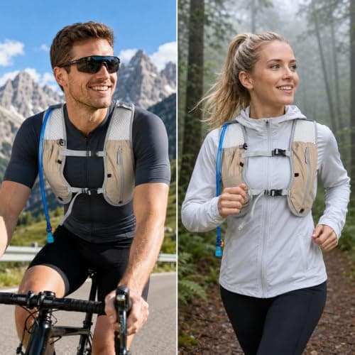 5L Running Vest with 2L Water Bladder, Hydration Backpack for Women Men (Khaki) — view 4