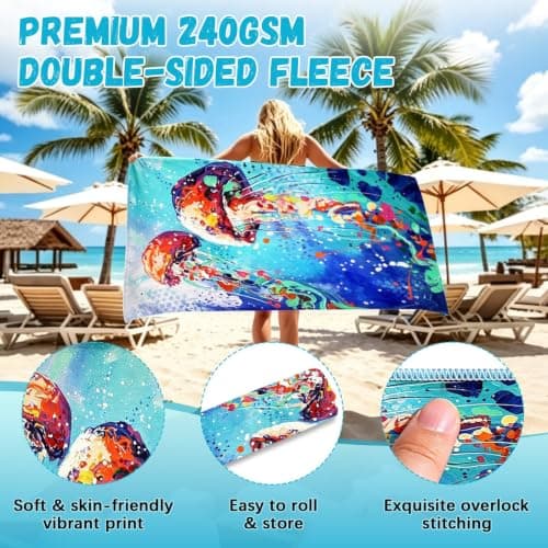 Microfibre Beach Towels for Adults, 180 × 90 cm Extra Large Quick Dry Towel — view 3
