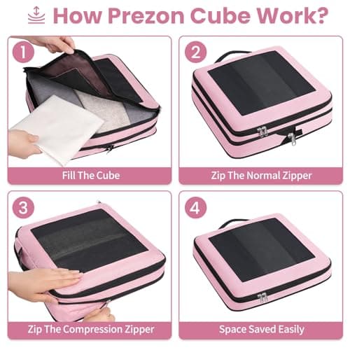 Prezon Compression Packing Cubes for Carry on Luggage, Full Open & Mesh Visible Design, 6 Set Expandable Travel Packing Organizer with Laundry Bag and Shoe bag for Vacation, Camping, Business — view 4