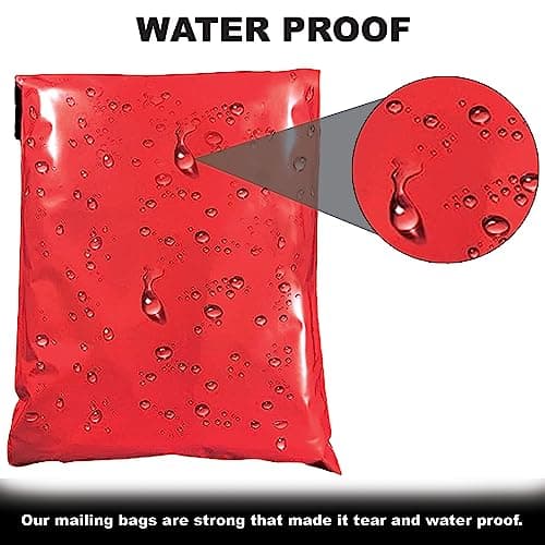 JeeJaan® 50 Pcs Red Postage Bags 12x16 in Mailing Bags 305 x 405 mm Poly Mailers Parcel Bags Envelope Courier Shipping Mailers Waterproof and Tear-Proof Postal Mailer Courier Bags — view 5
