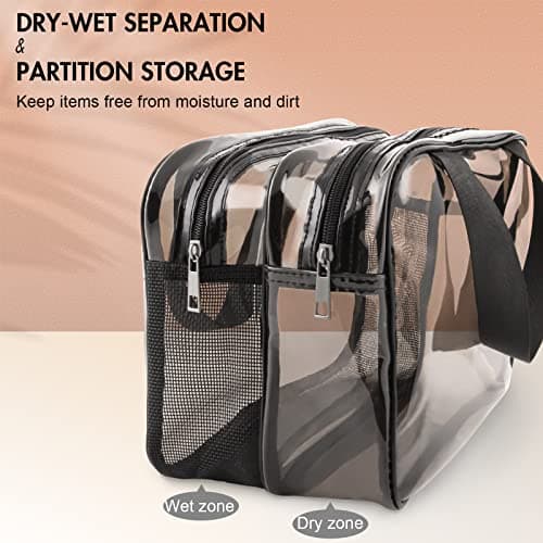 Toiletry Bag Portable Travel Makeup Bag, PVC Clear Wash Bag, Brown — view 5