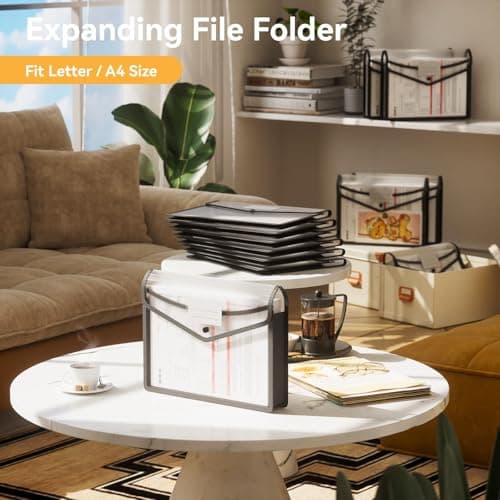 ABC life A4 Plastic Wallets, 6 Pcs Popper Wallet Plastic File Folder Poly Envelope Expanding File Wallet Document Folder with Snap Closure, Premium Pockets Files Envelope for School Office Home — view 2