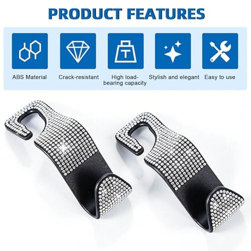 4PCs Car Seat Hooks,Bling Car Headrest Hooks,Back Seat Headrest Hanger — view 5