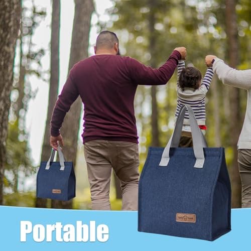 hzkais Reusable Cooler Bag, Insulated Picnic Lunch Bag, Lunch Bag Tote, Portable Cool Bags for Work Outdoor School Travel, Insulated Lunch Box Soft Cooler Cooling Tote for Adult Men Women(Grey) — view 5