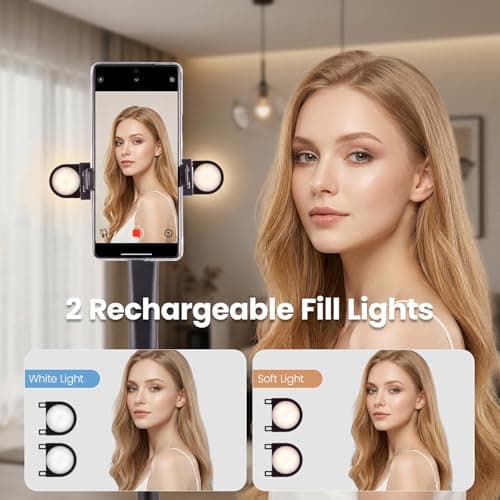 BLUE BAZAAR Phone Tripod with 2 LED Fill Lights & Remote, All-in-One Selfie Stick Tripod 44-160cm Adjustable Height, 360° Rotatable Phone Holder, Extendable Stand for iPhone Android Camera — view 4