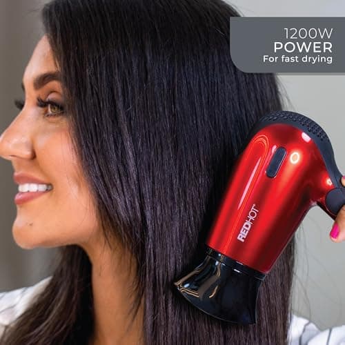 Red Hot Travel Hair Dryer, Dual Voltage, Folding Handle, 2 Speed — view 5