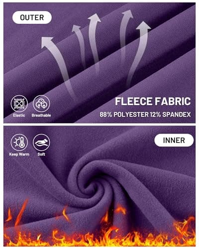 Runhit Thermal Tops Womens Long Sleeve Fleece Lined Compression Shirt Soft Warm Base Layer Moisture Wicking Sports Underwear for Ski, Running Gym Workout Dark Purple L — view 5