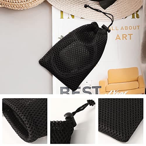 sourcing map Mesh Drawstring Bag 5x3.5, 3Pcs, Black, Travel Storage Pouch — view 5