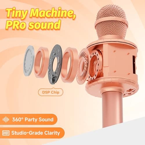 Fede Microphone for Kids Adults, Wireless Bluetooth Microphone with Flashing Colorful LED Lights Portable Speaker Karaoke Machine, Home KTV Player Support Android & iOS Devices for Party Singing — view 5