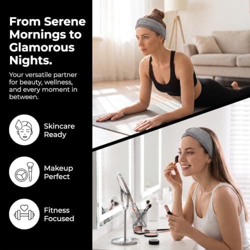 3 Pieces Grey Spa Facial Headband Makeup Hair Bands for Women's hair — view 4