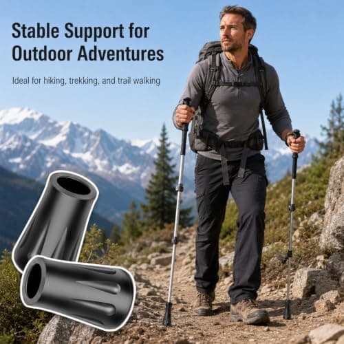 Denipry 6Pcs Heavy Duty Walking Stick Tips, 11mm Universal Reinforced Anti-Slip Replacement Rubber Buffer Caps for Hiking Poles, Trekking Poles, Walking Canes & Nordic Walking Sticks — view 6