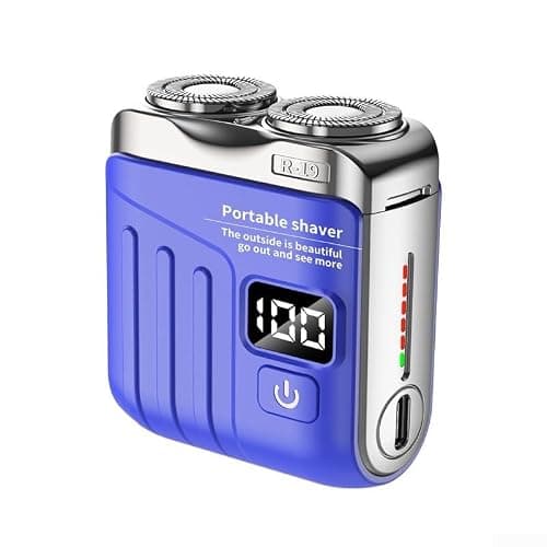 Zilimontt Electric Shaver with Digital Display, Portable Travel for USB Rechargeable, Dual Wet Dry Washable Grooming Kit for Men Women, Compact(Blue) — view 5