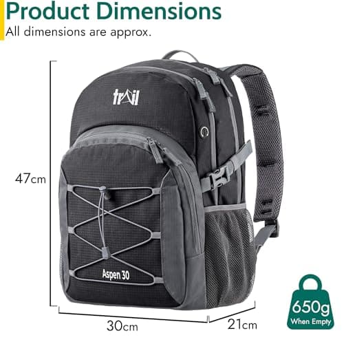 Trail Aspen Day Pack Backpack, 30L, Black — view 6