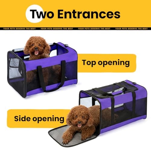 Conlun Dog Carrier Bag,Soft-Sided Pet Carriers for Dogs with 4-Sided Mesh, Cat Transport for Large Cats Small Dog Up to 9Kg,Collapsible Dat Travel Carrier-L,Purple — view 4