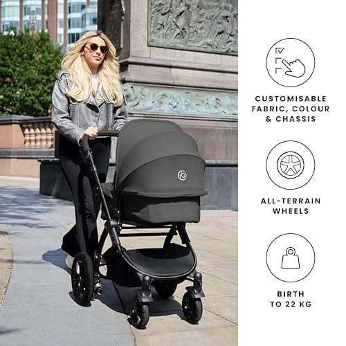 Ickle Bubba Luxe Travel System & Cirrus Car Seat (Black/Charcoal/Tan) — view 5