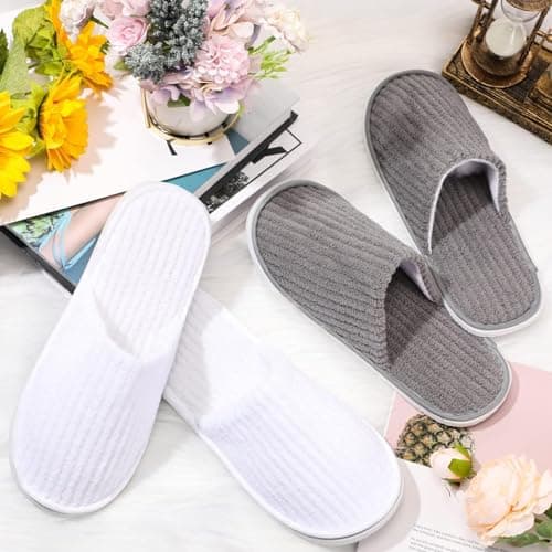 TESIN 18 Pairs Disposable Hotel Slippers - Bulk Guest House Shoes for Spa — view 2