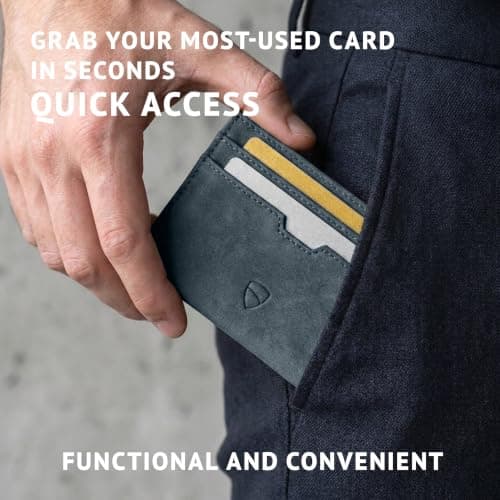 Vaultskin MOORGATE Slim Leather Credit Card Holder, RFID Wallet (Teal) — view 3