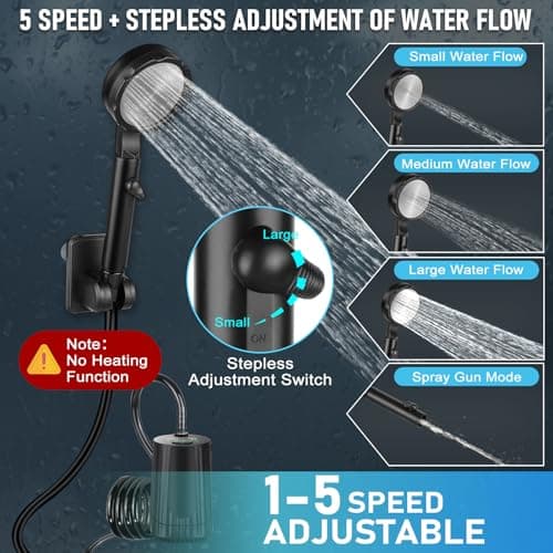 Tipkook 10000mAh Rechargeable Portable Camping Shower for Camping Pet Bath — view 3