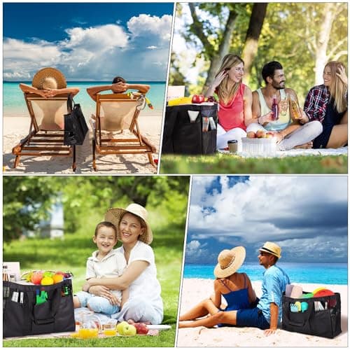 flintronic Large Mesh Beach Bag, Summer Beach Bags with Zipper, Waterproof Travel Tote Nylon Mesh Bags, Multi Pockets Large Shoulder Bag for Travel Picnic Vacation Shopping-60 x 35 x 18 CM — view 2