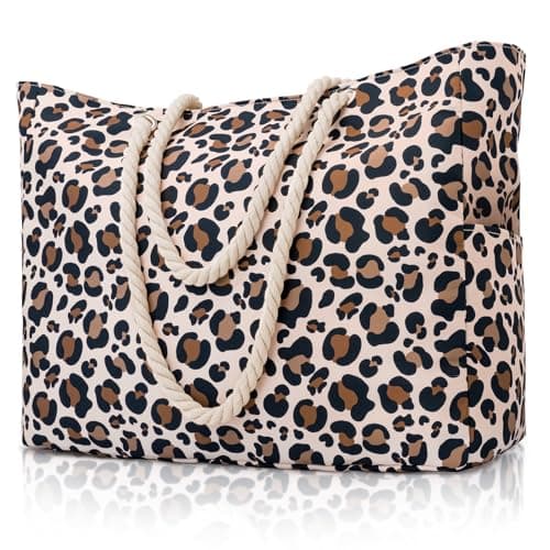 Large Beach Bag for Women with Zip,Summer Beach Tote Bags with Pockets