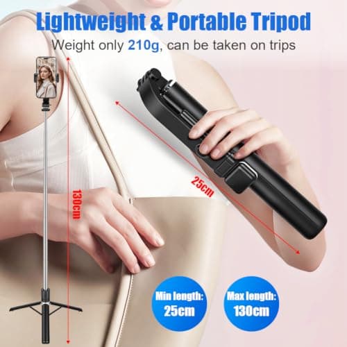 Adiwo 130cm Mobile Phone Tripods, 3 in 1 Portable Travel Phone Holder — view 2