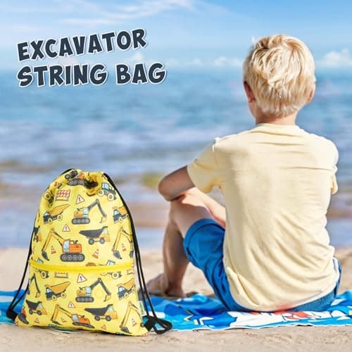 WAWSAM Kids Drawstring Gym Bag with Zippered Pocket String Backpack — view 5