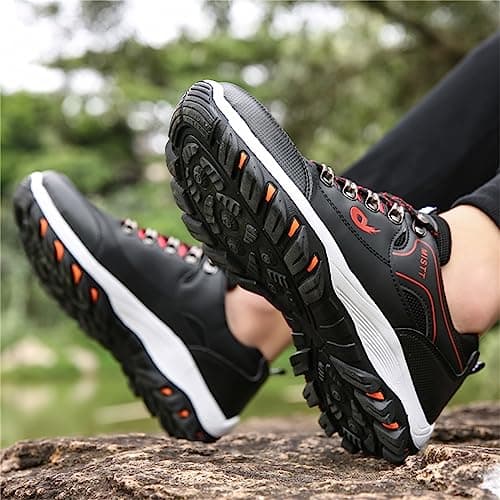 JiuQing Men's Hiking Shoes Low Rise Outdoor Travel Shoes Lightweight Casual Camping Walking Sneakers,Black,7 UK — view 6