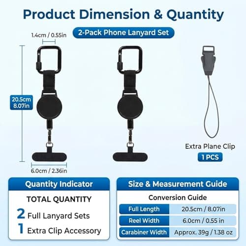 YFHUVB Hiking Phone Holder, 2-Pack Set Anti Theft Phone Lanyard with Retractable Design, Outdoor Phone Tether for Active Lifestyles, Travel Security Accessory — view 2