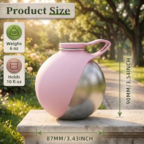 Portable Dog Water Bottle, 2-in-1 Stainless Steel Dog Water Bottle with Foldable Silicone Bowl, Leak Proof Pet Water Dispenser for Walking, Hiking, Travel & Small Dogs, 285ml, Pink — view 4