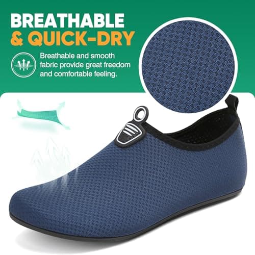gitzing Water Shoes for Women Men Beach Quick-Dry Swim Aqua Socks Breathable Barefoot Shoes for Beach Surfing Driving Pool Yoga Travel(Blue,43 EU/9 UK) — view 3
