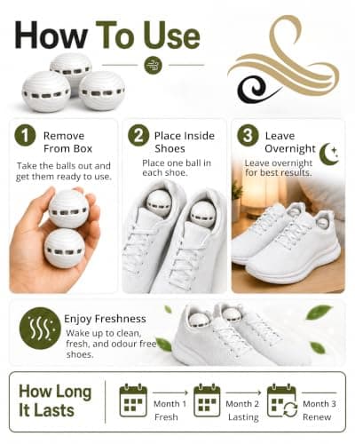 Shoe Deodorizer Balls Linen Long-Lasting Boot Smell Remover by Perfa — view 5