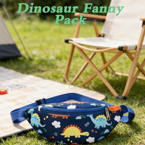 Dinosaur Bag,Kids Bumbags,Cartoon Lightweight Sling Bags,Running Bag,Children's Chest Bags,Dinosaur Fanny Pack Fabric Nylon Money Belt,for Toddler Girls Boys Running Hiking Travel Sports(Blue) — view 2