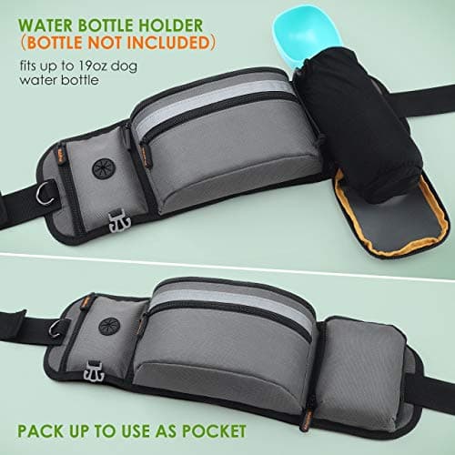 MalsiPree Dog Walking Bumbags - Waist Belt Fanny Pack for Treats & Dog Training, Dog Walkers Bag with Built in Poop Bag Dispenser & Hidden Water Bottle Holder (Bottle not Included) — view 4