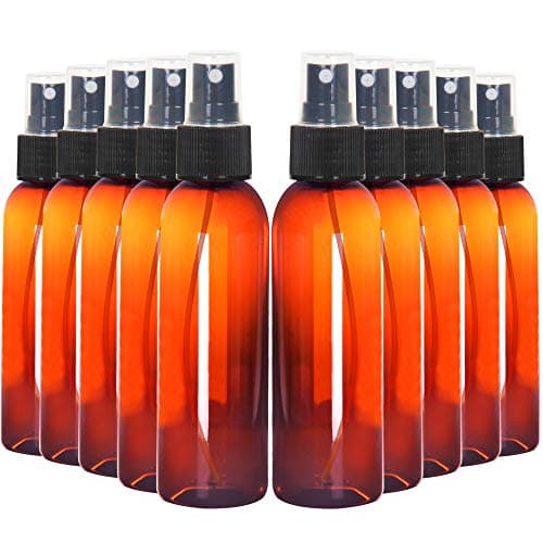 Youngever 10 Pack 120ml Amber Plastic Spray Bottles, Refillable, Durable, Lightweight, Portable, Reusable, Eco-friendly, Fine Mist, Multi-purpose