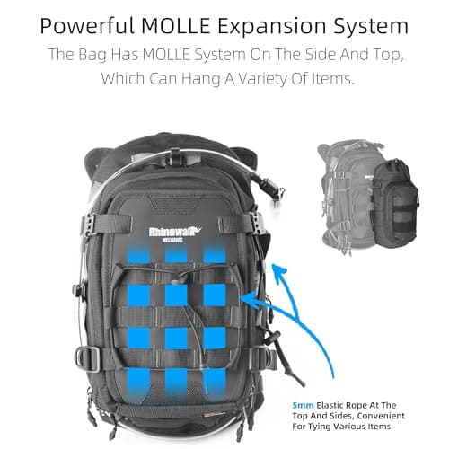 Rhinowalk Motorcycle Tank Bag Multifunctional Motorbike Storage Bag Luggage Backpack with Molle System Water Bladder Shoulder Strap Rucksack — view 2