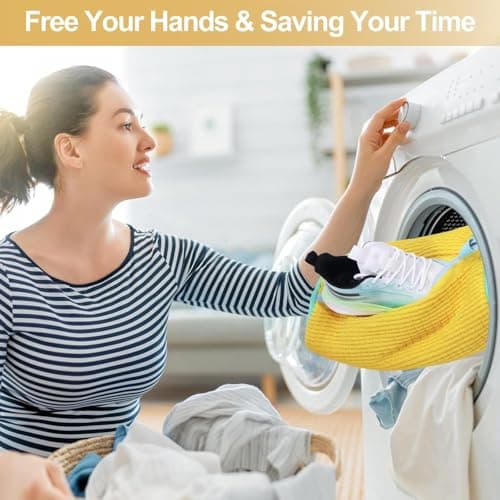2pcs Reusable Shoe Washing Machine and Dryer Bag, Shoe Cleaning Bag for All Shoe Types, Laundry Shoe Bag for Washer and Dryer (YELLOW) — view 6