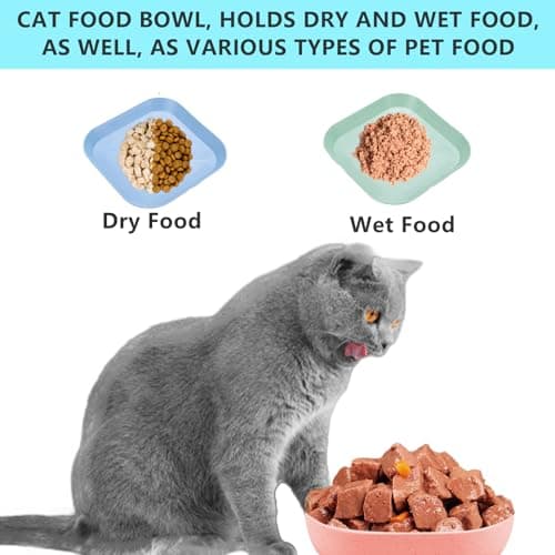 10pcs Cat Bowls, Whisker Fatigue Cat Bowls with a Storage Box Shallow Wet Food Flat Dish Plate Tray for Food and Water Pet Feeding Bowl for Kittens and Short Legged Cats — view 4