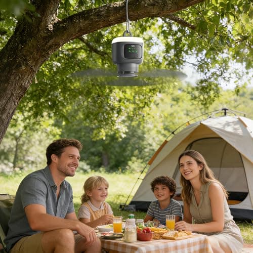 VVU&CCO Portable Ceiling Fan with Light, 4 Speeds Adjustment, 2/4/8H Timer — view 5