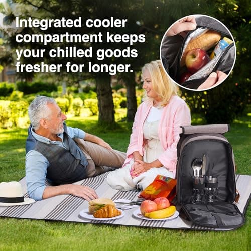 VonShef 2 Person Grey Picnic Backpack — view 5