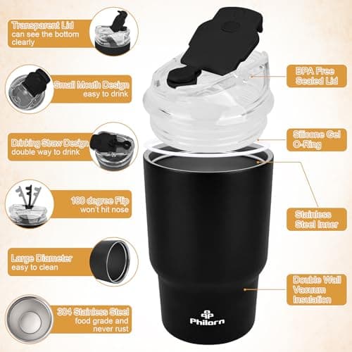 Philorn Coffee Cup Travel Mug, 14OZ/400ml Insulated Coffee Cup — view 3