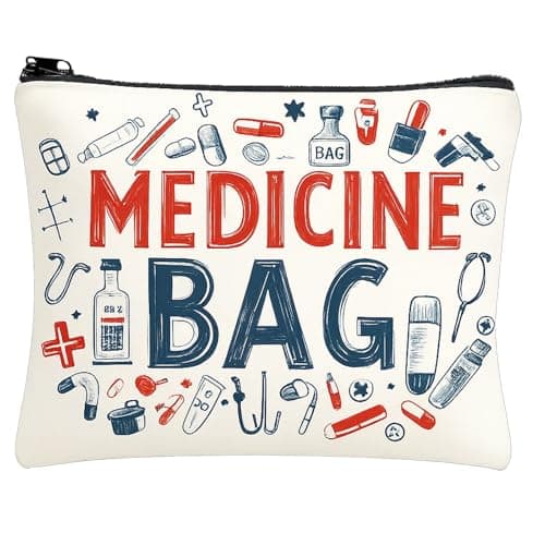 Medicine Bag, 22 x 18cm Travel Medicine Bag for Organizing Pills and Medications, Portable Medication Bag with Zipper Closure, Nursing Meds Bag Pouch for Daily Use and Travel