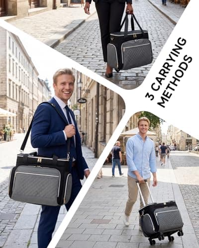Amythe Rolling Teacher Tote Bag with Accordion File Organizer, 5 Wheels Laptop Briefcase with 15.6" Laptop Compartment, Wheeled Bag for Work, Office, Craft-Black — view 5