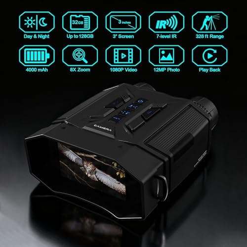 Frelisty Night Vision Goggles for Adults,Digital Binoculars with Camera,Ink — view 3